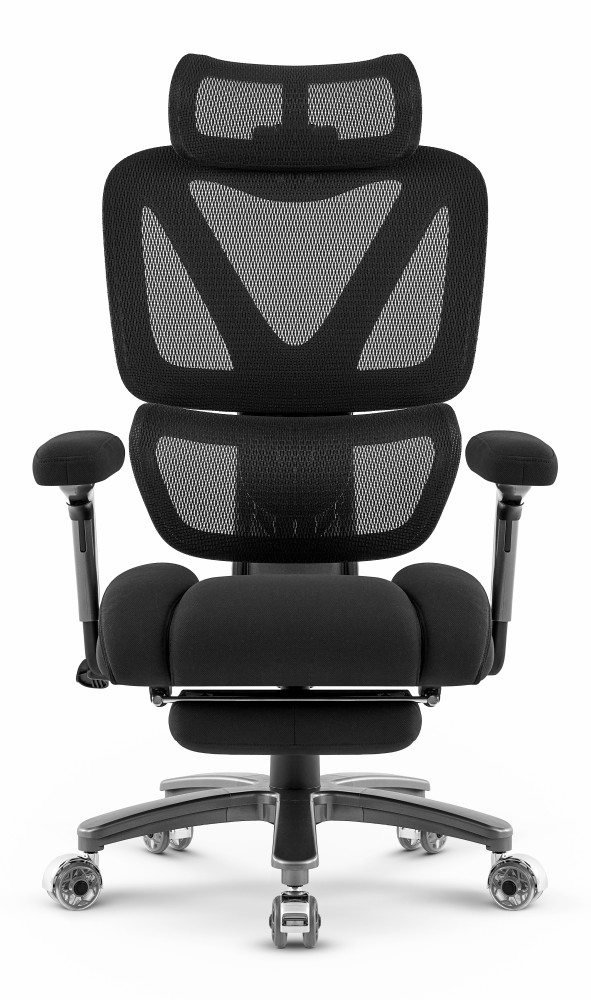 Fotel biurowy ergonomiczny obrotowy Hell's Chair HC- 1063 Black Czarny Tkanina Premium XXL