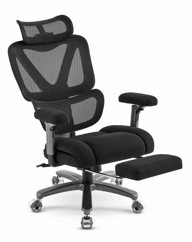 Fotel biurowy ergonomiczny obrotowy Hell's Chair HC- 1063 Black Czarny Tkanina Premium XXL