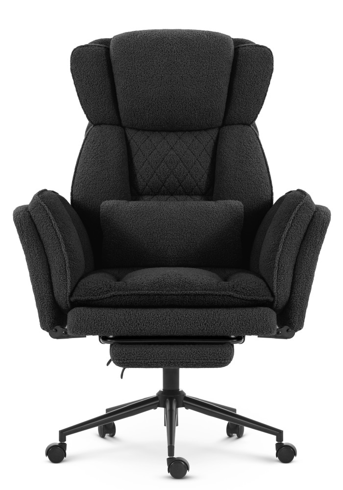 Fotel biurowy ergonomiczny obrotowy Hell's Chair HC- 1036 Black Czarny Tkanina Typu Teddy
