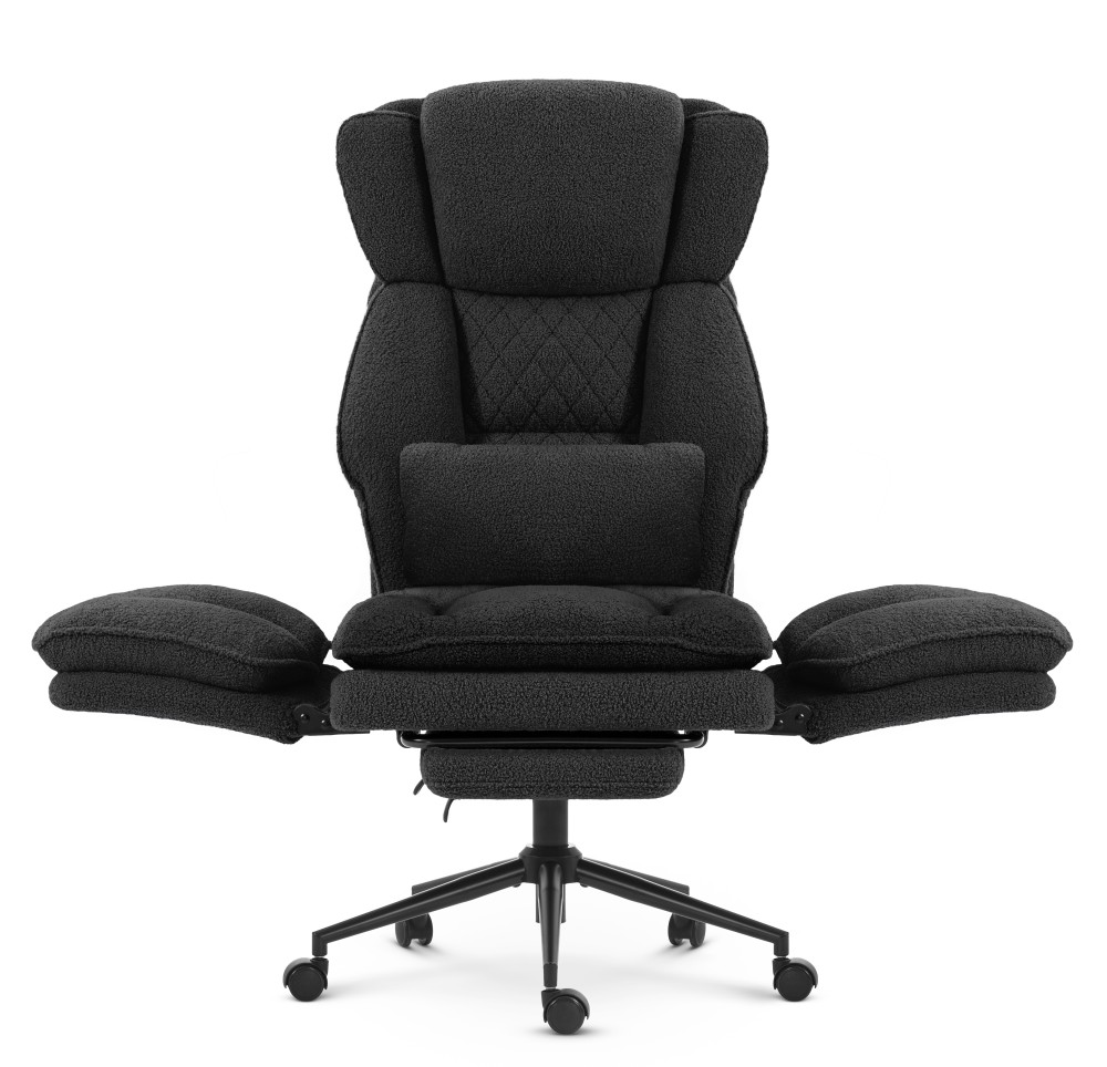 Fotel biurowy ergonomiczny obrotowy Hell's Chair HC- 1036 Black Czarny Tkanina Typu Teddy