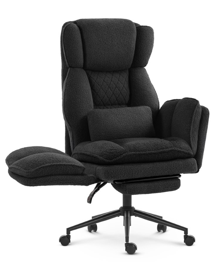 Fotel biurowy ergonomiczny obrotowy Hell's Chair HC- 1036 Black Czarny Tkanina Typu Teddy