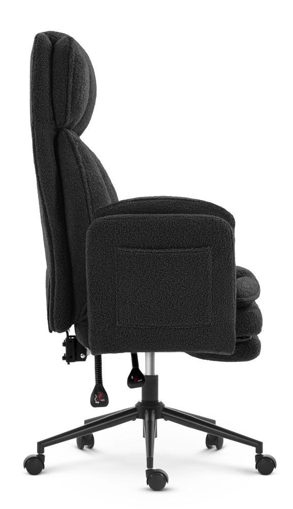Fotel biurowy ergonomiczny obrotowy Hell's Chair HC- 1036 Black Czarny Tkanina Typu Teddy