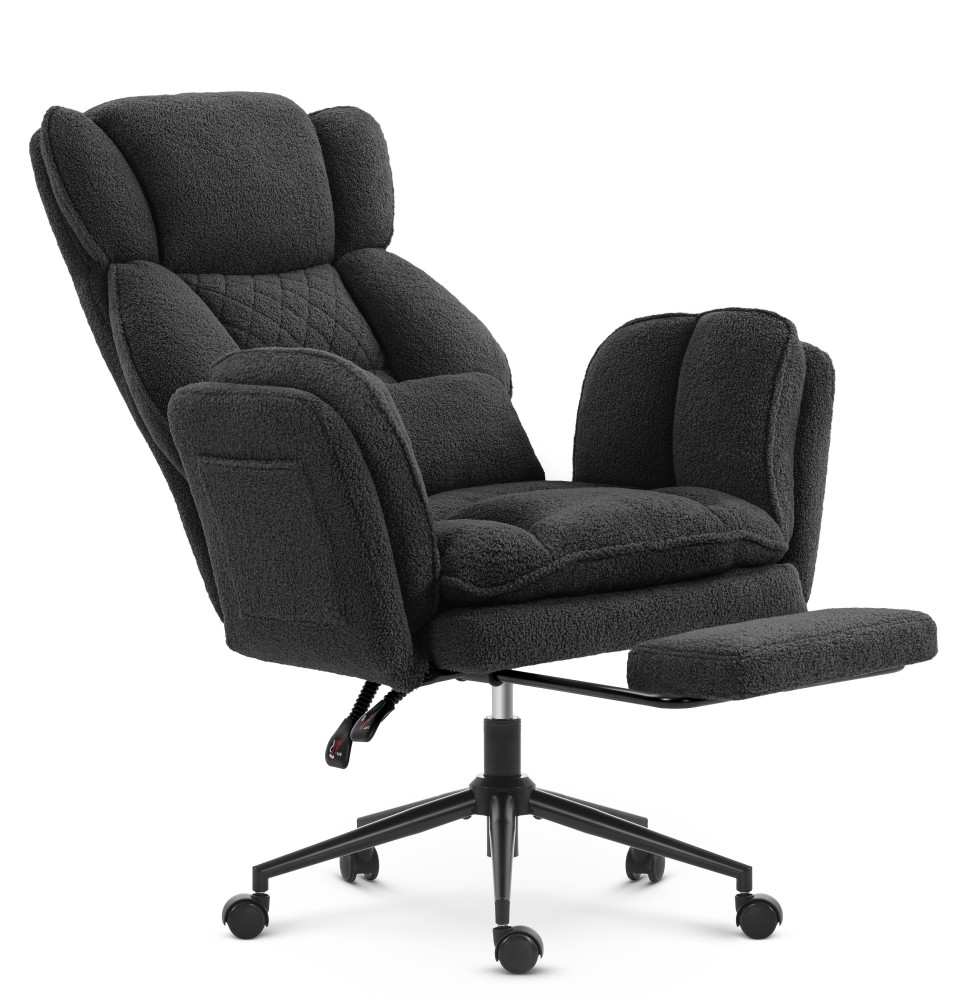 Fotel biurowy ergonomiczny obrotowy Hell's Chair HC- 1036 Black Czarny Tkanina Typu Teddy