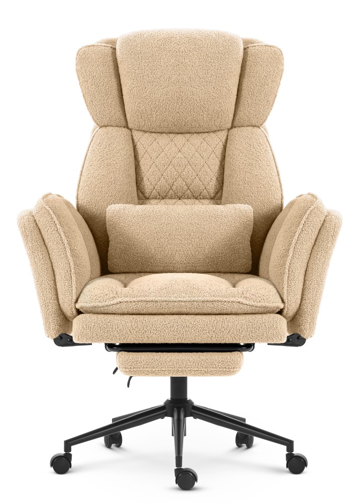 Fotel biurowy ergonomiczny obrotowy Hell's Chair HC- 1036 Beige Beżowy Tkanina Typu Teddy