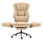 Fotel biurowy ergonomiczny obrotowy Hell's Chair HC- 1036 Beige Beżowy Tkanina Typu Teddy