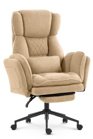 Fotel biurowy ergonomiczny obrotowy Hell's Chair HC- 1036 Beige Beżowy Tkanina Typu Teddy 