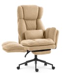 Fotel biurowy ergonomiczny obrotowy Hell's Chair HC- 1036 Beige Beżowy Tkanina Typu Teddy