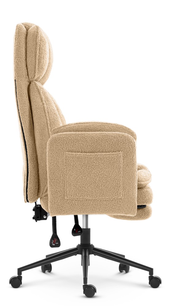 Fotel biurowy ergonomiczny obrotowy Hell's Chair HC- 1036 Beige Beżowy Tkanina Typu Teddy