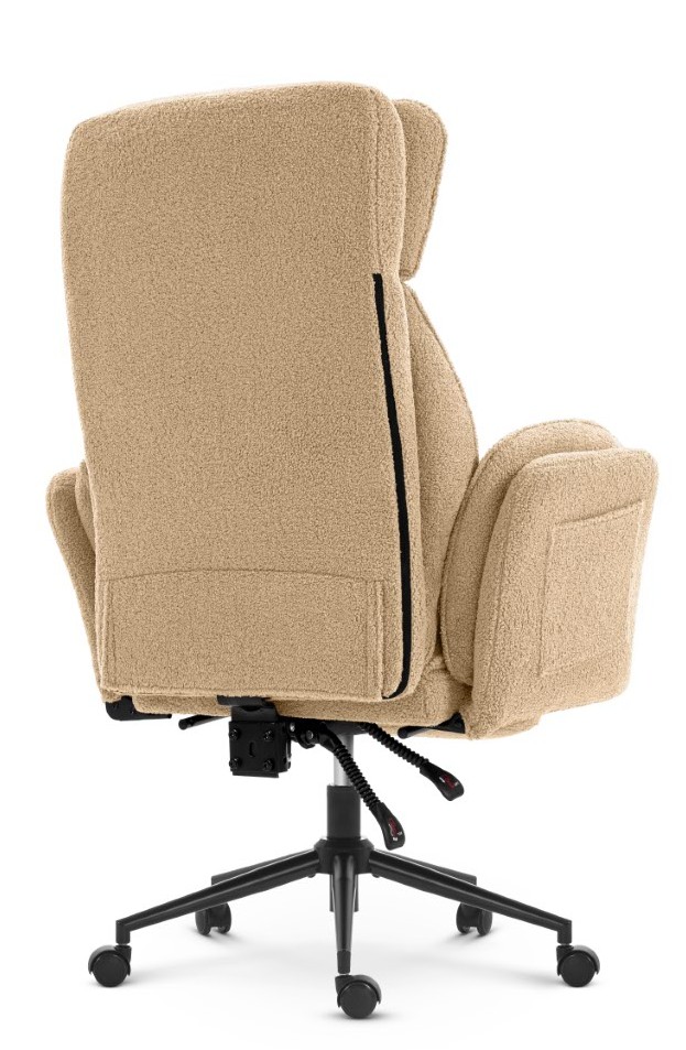 Fotel biurowy ergonomiczny obrotowy Hell's Chair HC- 1036 Beige Beżowy Tkanina Typu Teddy
