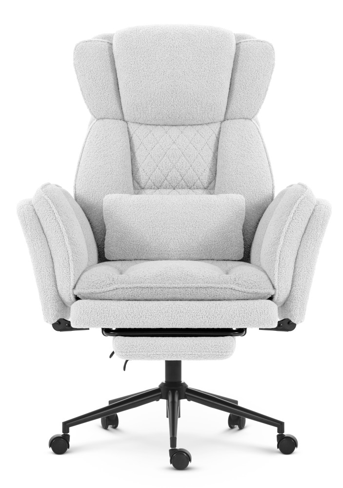 Fotel biurowy ergonomiczny obrotowy Hell's Chair HC- 1036 White Biały Tkanina Typu Teddy