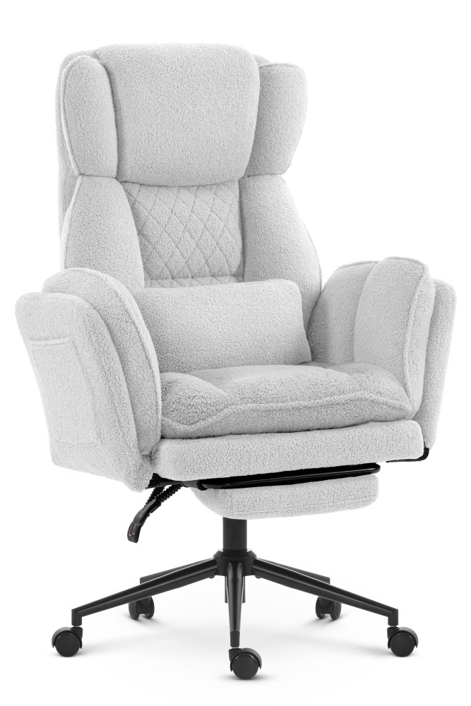 Fotel biurowy ergonomiczny obrotowy Hell's Chair HC- 1036 White Biały Tkanina Typu Teddy