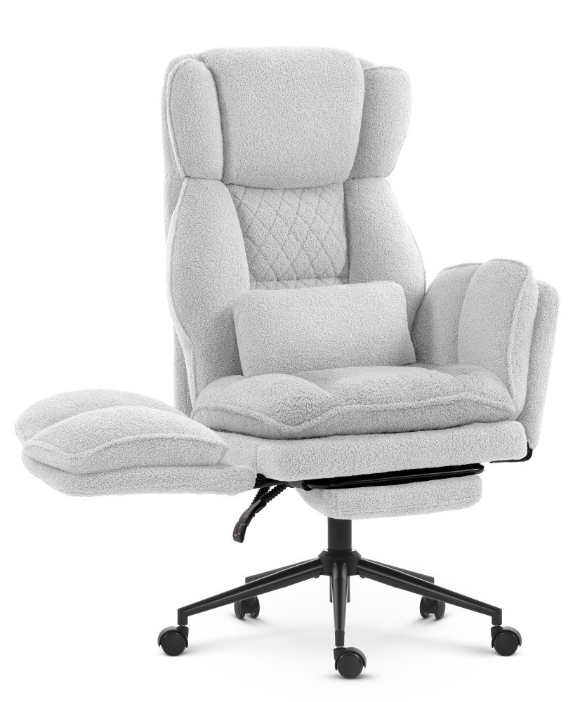 Fotel biurowy ergonomiczny obrotowy Hell's Chair HC- 1036 White Biały Tkanina Typu Teddy