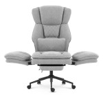 Fotel biurowy ergonomiczny obrotowy Hell's Chair HC- 1036 Light Grey Jasny Szary Tkanina Typu Teddy