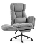 Fotel biurowy ergonomiczny obrotowy Hell's Chair HC- 1036 Light Grey Jasny Szary Tkanina Typu Teddy
