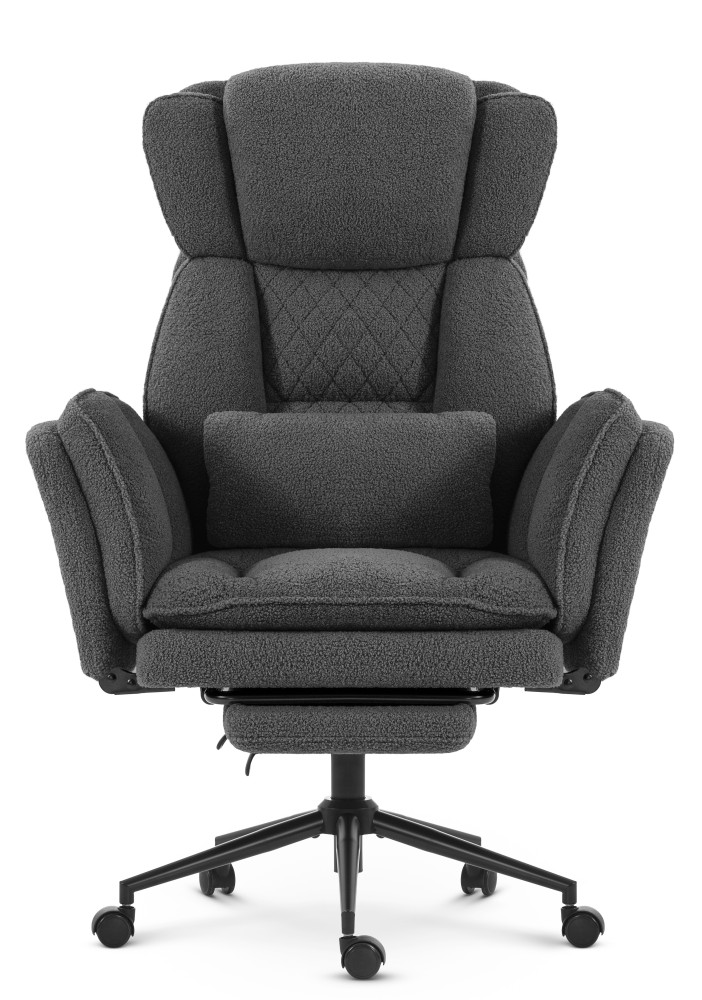 Fotel biurowy ergonomiczny obrotowy Hell's Chair HC- 1036 Dark Grey Ciemny Szary Tkanina Typu Teddy