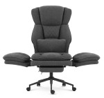 Fotel biurowy ergonomiczny obrotowy Hell's Chair HC- 1036 Dark Grey Ciemny Szary Tkanina Typu Teddy