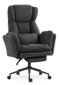 Fotel biurowy ergonomiczny obrotowy Hell's Chair HC- 1036 Dark Grey Ciemny Szary Tkanina Typu Teddy 