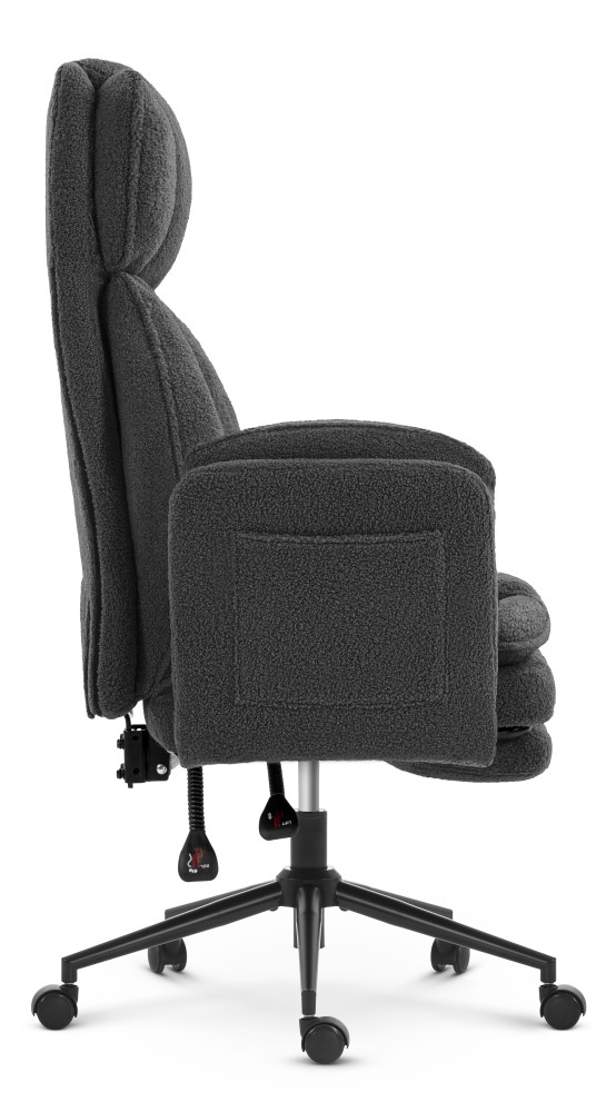 Fotel biurowy ergonomiczny obrotowy Hell's Chair HC- 1036 Dark Grey Ciemny Szary Tkanina Typu Teddy