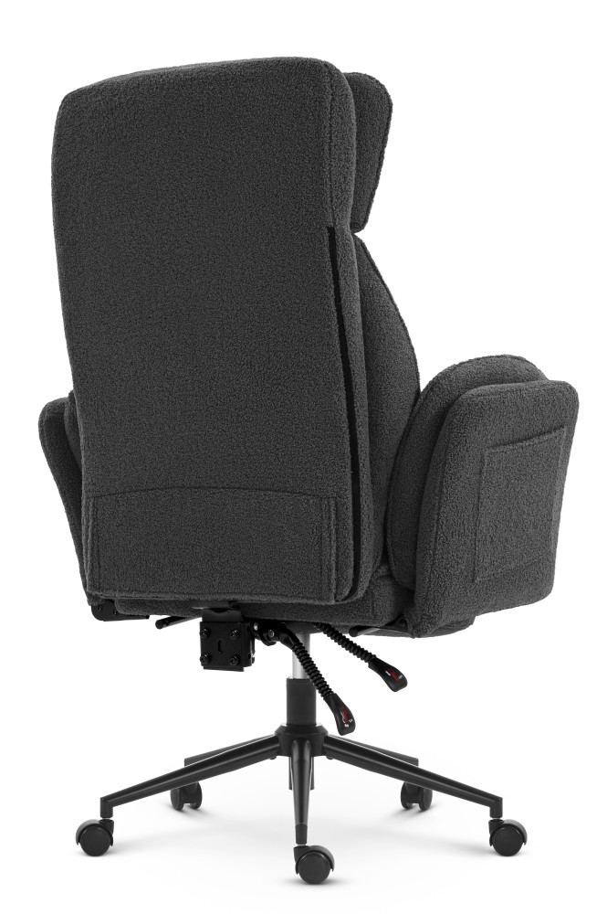 Fotel biurowy ergonomiczny obrotowy Hell's Chair HC- 1036 Dark Grey Ciemny Szary Tkanina Typu Teddy