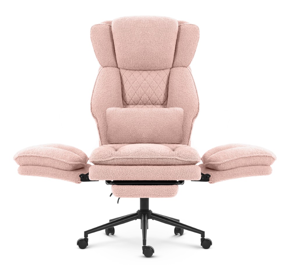 Fotel biurowy ergonomiczny obrotowy Hell's Chair HC- 1036 Pink Różowy Tkanina Typu Teddy