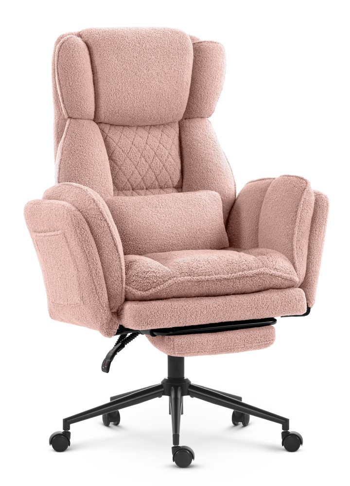 Fotel biurowy ergonomiczny obrotowy Hell's Chair HC- 1036 Pink Różowy Tkanina Typu Teddy