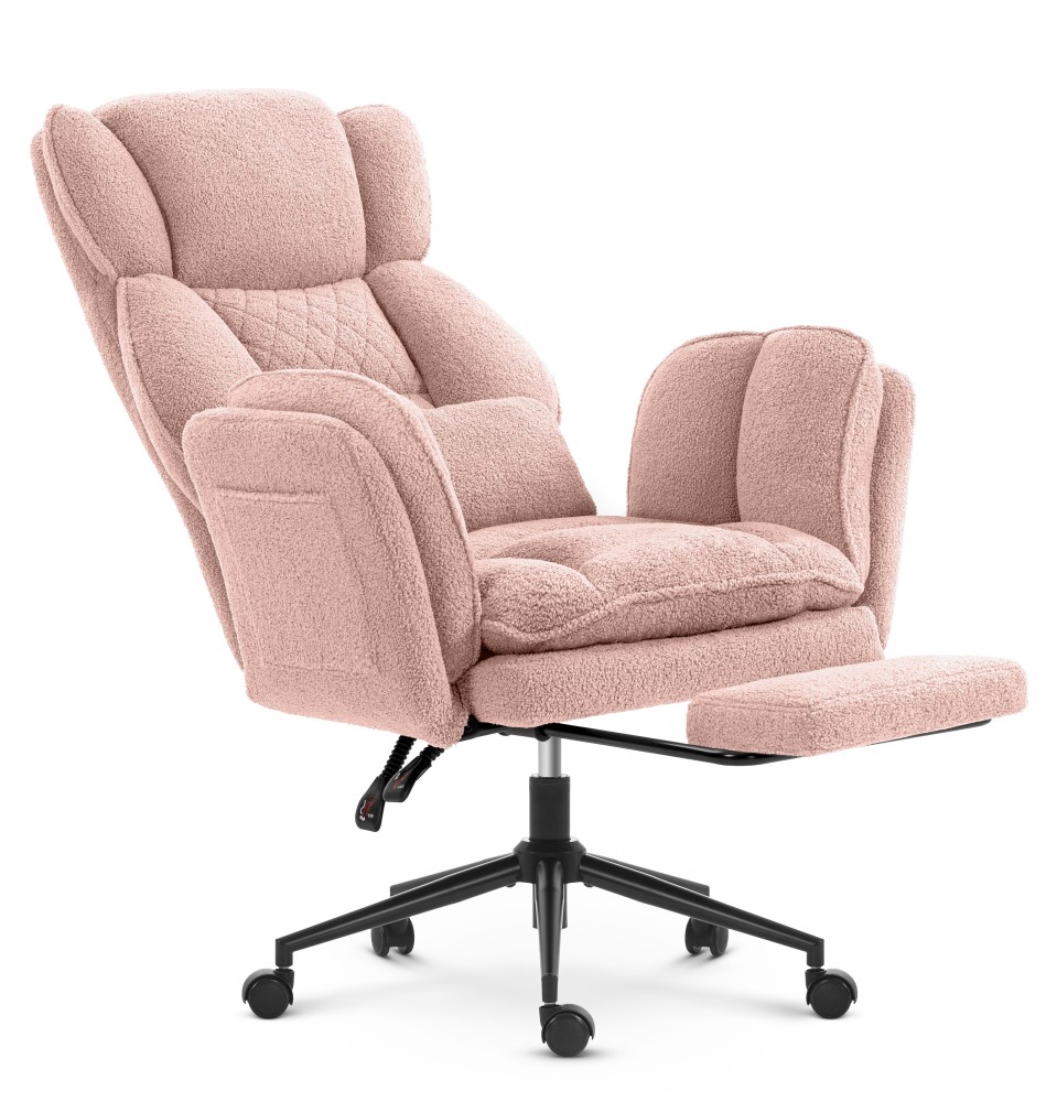 Fotel biurowy ergonomiczny obrotowy Hell's Chair HC- 1036 Pink Różowy Tkanina Typu Teddy