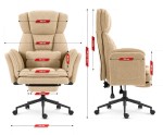 Fotel biurowy ergonomiczny obrotowy Hell's Chair HC- 1036 Beige Beżowy Tkanina Typu Teddy
