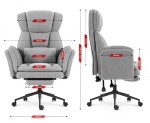 Fotel biurowy ergonomiczny obrotowy Hell's Chair HC- 1036 Light Grey Jasny Szary Tkanina Typu Teddy