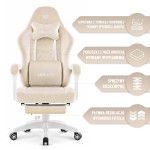 Fotel gamingowy Hell's Chair HC- 1015 Beige Beżowy Tkanina Welurowa