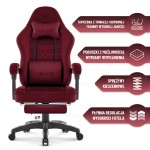 Fotel gamingowy Hell's Chair HC- 1015 Burgundy Burgundowy Tkanina Welurowa