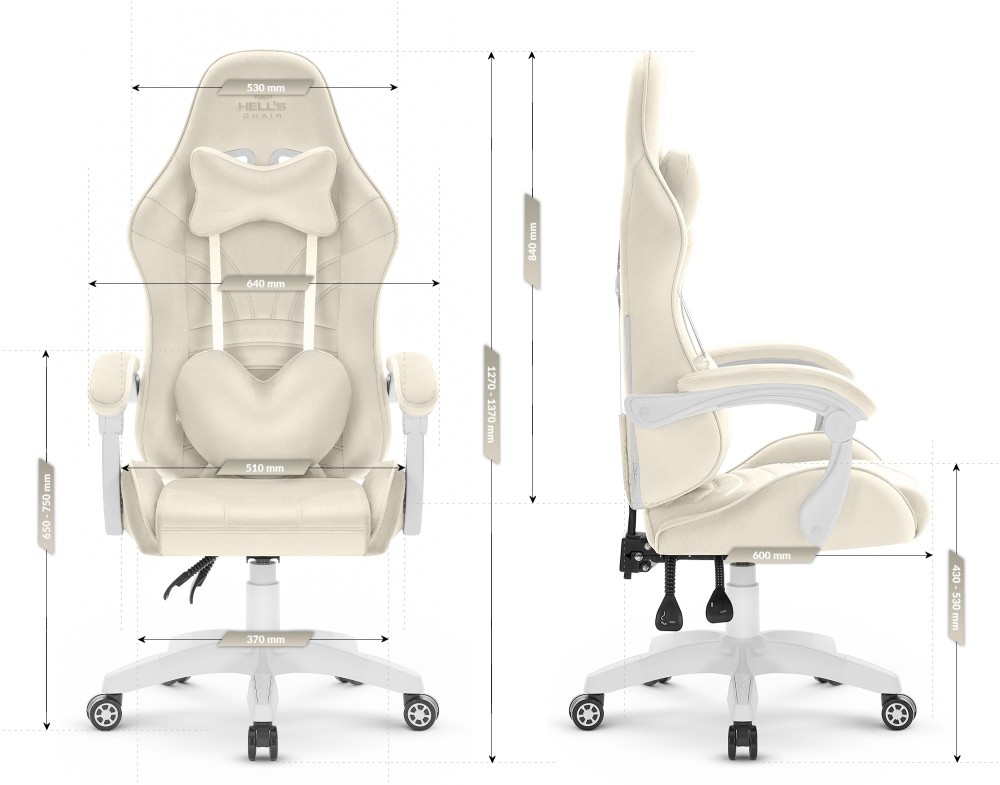 Fotel Gamingowy Hell's Chair Rainbow 2.0 Beige Beżowy Tkanina Welurowa