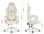 Fotel Gamingowy Hell's Chair Rainbow 2.0 Beige Beżowy Tkanina Welurowa