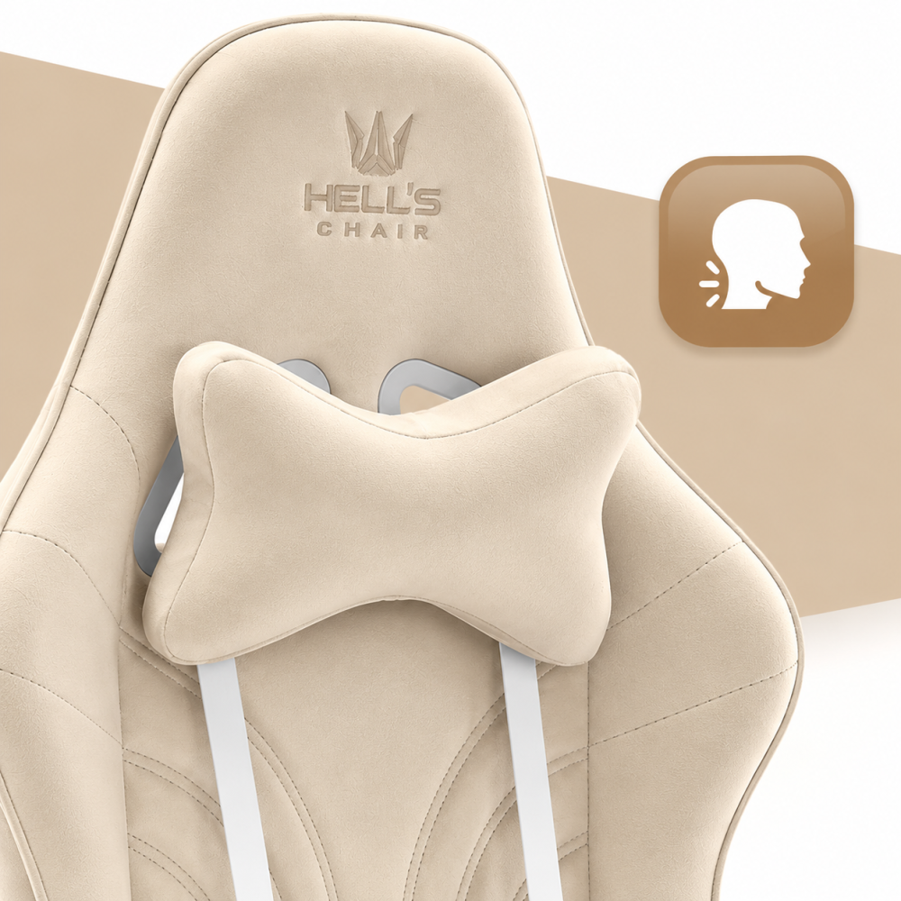 Fotel Gamingowy Hell's Chair Rainbow 2.0 Beige Beżowy Tkanina Welurowa