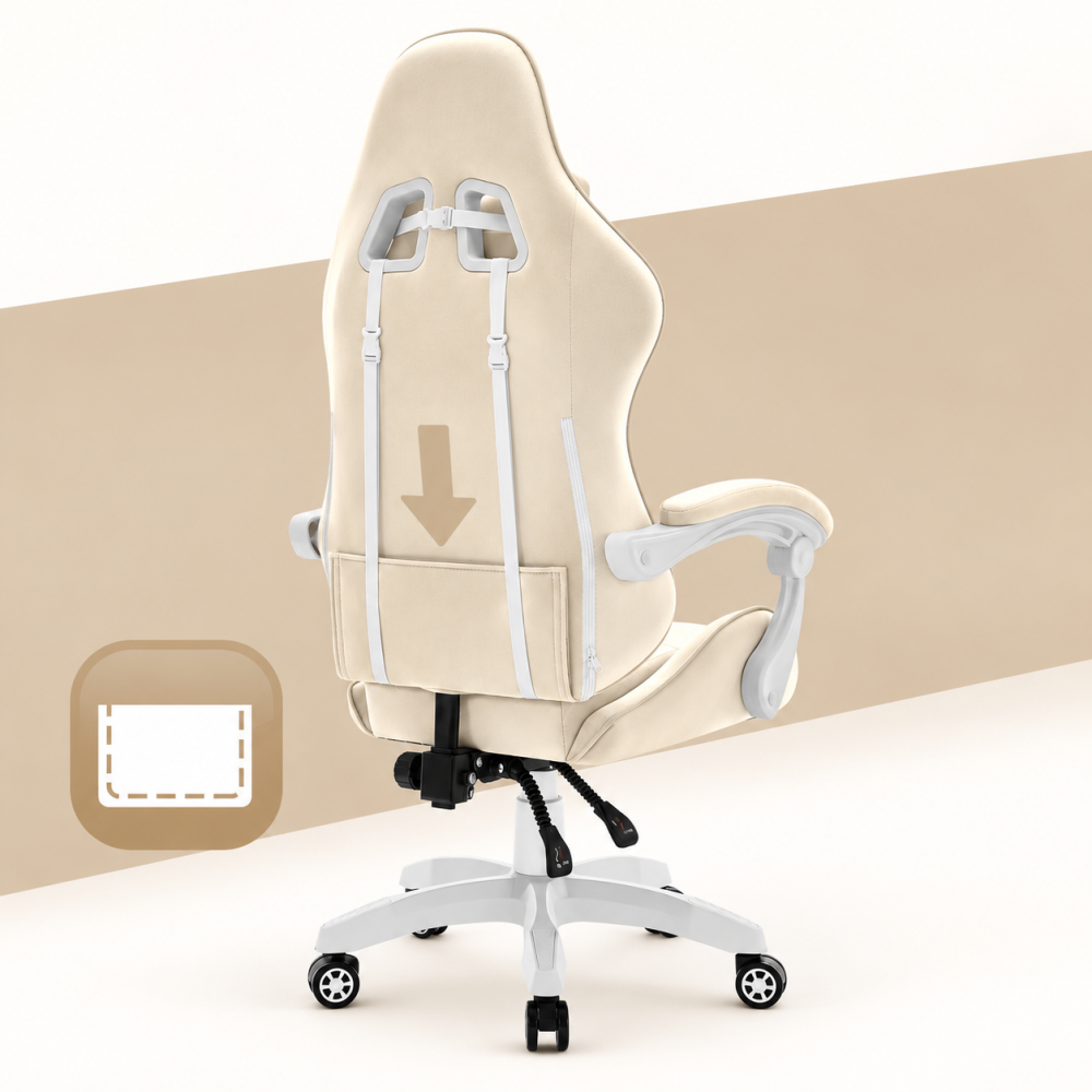 Fotel Gamingowy Hell's Chair Rainbow 2.0 Beige Beżowy Tkanina Welurowa