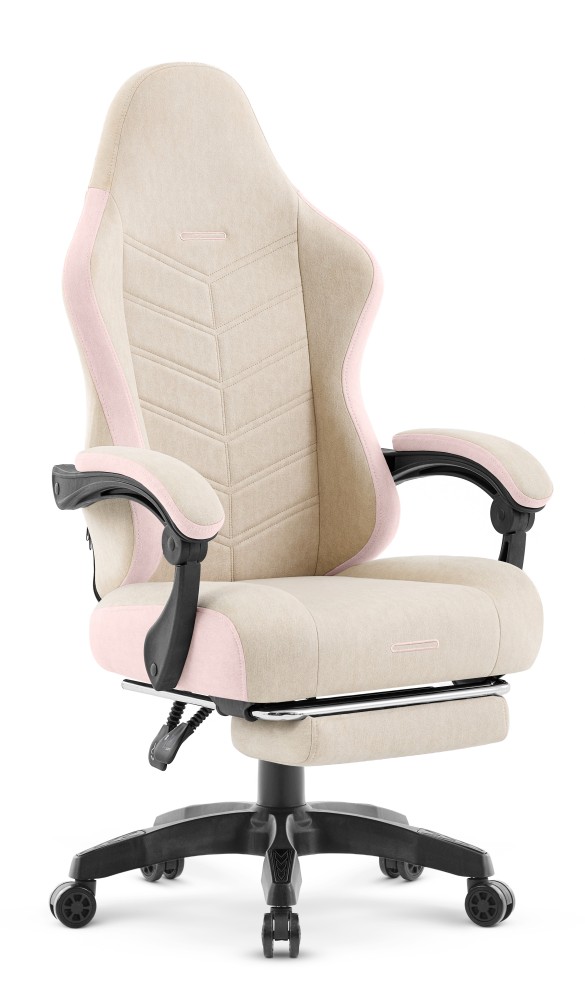 Fotel gamingowy Hell's Chair HC- 1018 Beige Pink Beżowo Różowy Tkanina