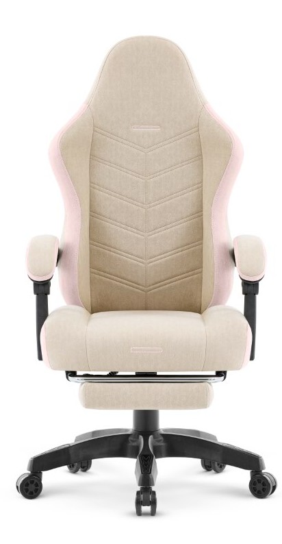 Fotel gamingowy Hell's Chair HC- 1018 Beige Pink Beżowo Różowy Tkanina