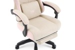 Fotel gamingowy Hell's Chair HC- 1018 Beige Pink Beżowo Różowy Tkanina