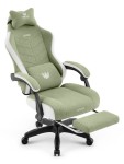Fotel gamingowy Hell's Chair HC- 1018 Green White Szałwiowy Tkanina