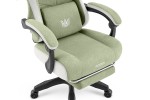 Fotel gamingowy Hell's Chair HC- 1018 Green White Szałwiowy Tkanina