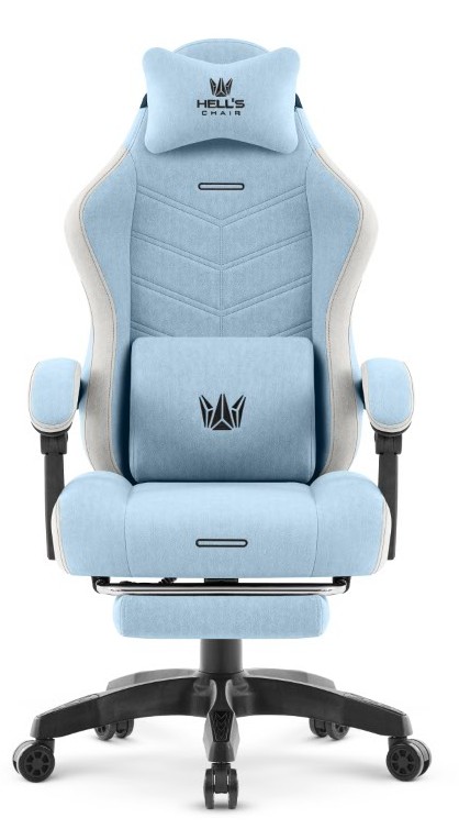 Fotel gamingowy Hell's Chair HC- 1018 Blue White Niebieki Biały Tkanina