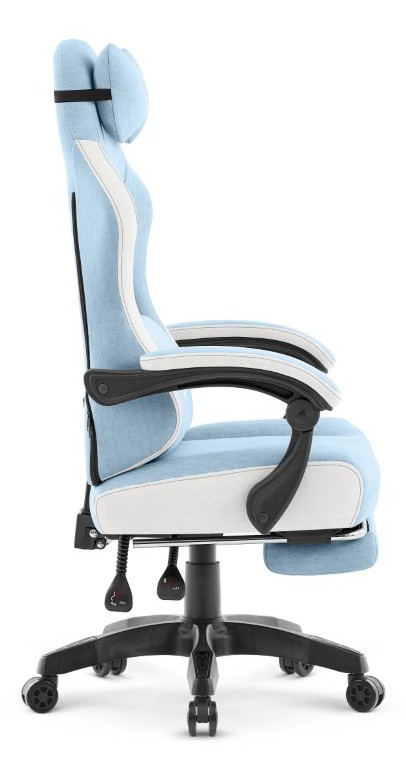 Fotel gamingowy Hell's Chair HC- 1018 Blue White Niebieki Biały Tkanina