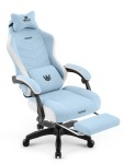Fotel gamingowy Hell's Chair HC- 1018 Blue White Niebieki Biały Tkanina