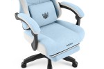 Fotel gamingowy Hell's Chair HC- 1018 Blue White Niebieki Biały Tkanina