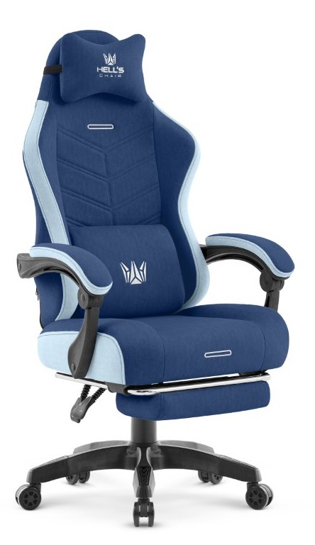 Fotel gamingowy Hell's Chair HC- 1018 Blue Niebieski Tkanina