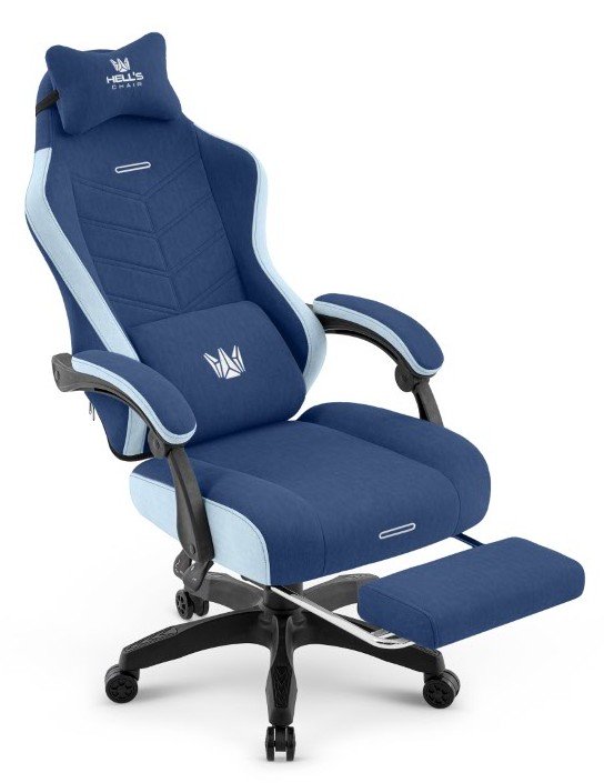 Fotel gamingowy Hell's Chair HC- 1018 Blue Niebieski Tkanina