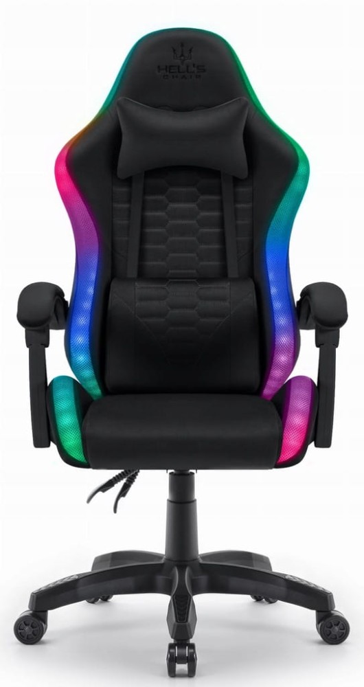 Outletowy FOTEL GAMINGOWY Biurowy Obrotowy Hell's Chair HC- 1000 Black LED RGB