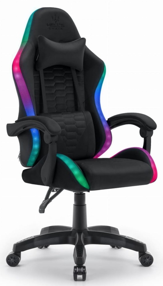 Outletowy FOTEL GAMINGOWY Biurowy Obrotowy Hell's Chair HC- 1000 Black LED RGB