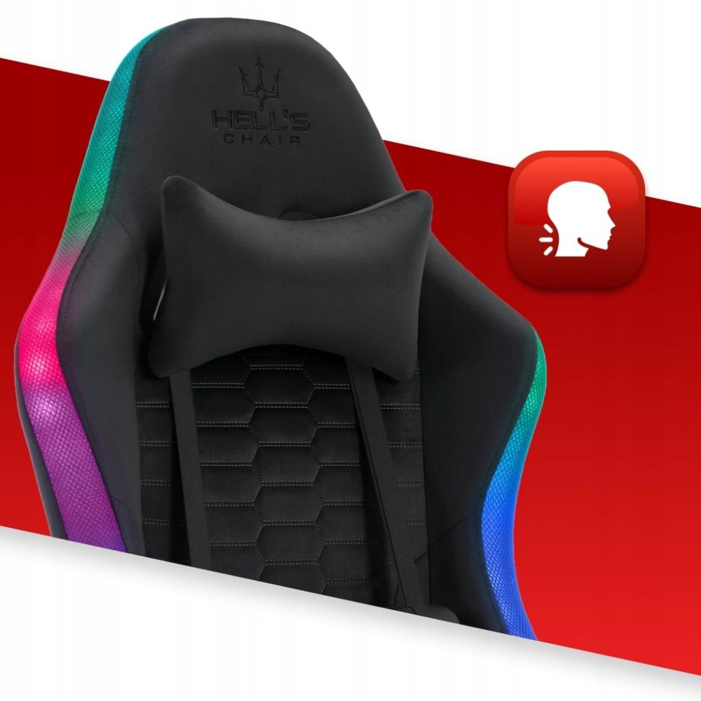 Outletowy FOTEL GAMINGOWY Biurowy Obrotowy Hell's Chair HC- 1000 Black LED RGB