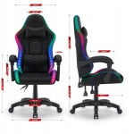 Outletowy FOTEL GAMINGOWY Biurowy Obrotowy Hell's Chair HC- 1000 Black LED RGB