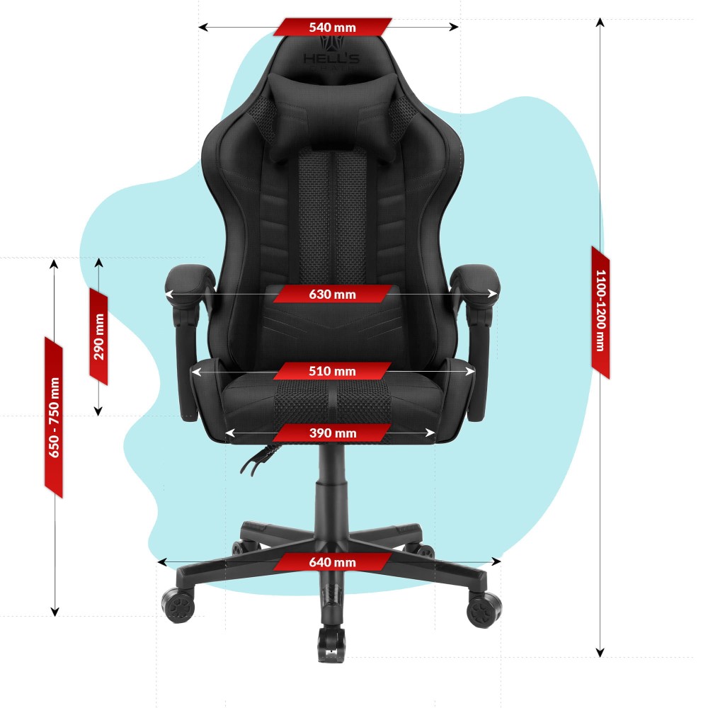 Fotel gamingowy dla dzieci Hell's Chair HC- 1004 KIDS Czarny Tkanina